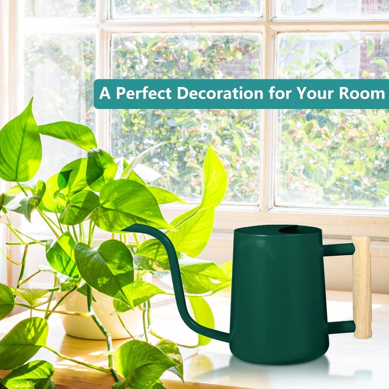 GUKJOB Watering Can Indoor Plants, 35oz Small Indoor Stainless Steel Metal Watering Can Modern Decorative Watering Pot with Long Spout for Indoor House Plant Bonsai Garden Flowers (Alpinegreen) - Image 3